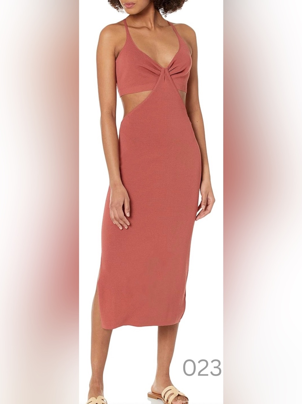 NWT - The Drop Knotted Side-Cut Midi Dress in Terracotta Rose - Size XXS